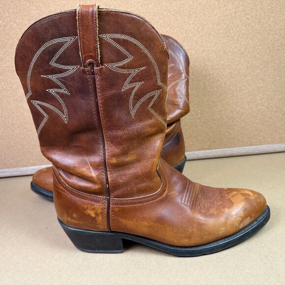 Durango Warm Brown Men's Leather Cowboy Western Boots Size 11 D - Picture 1 of 10
